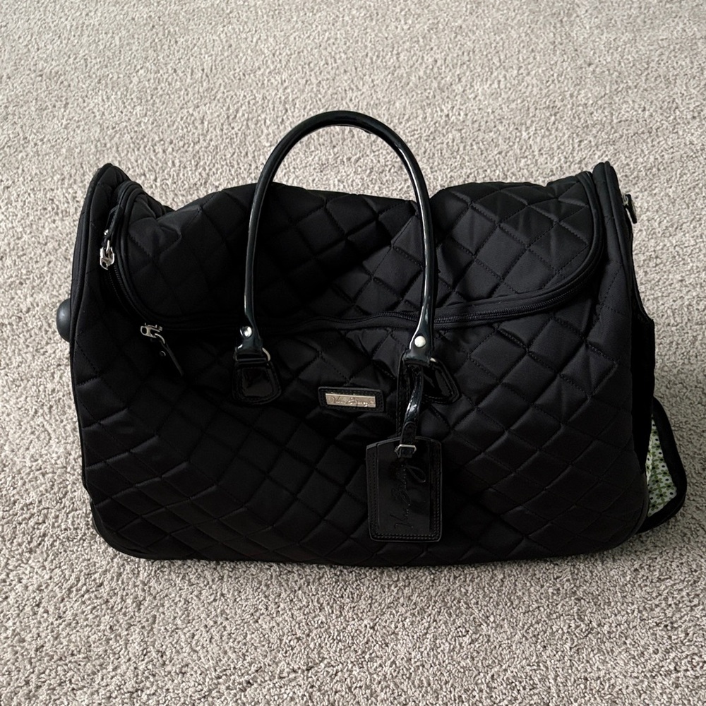 Black Quilted Women's Bag- rolling duffle